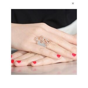 18K Rose Gold Plated Blush-Pink CZ Wide Band Ring